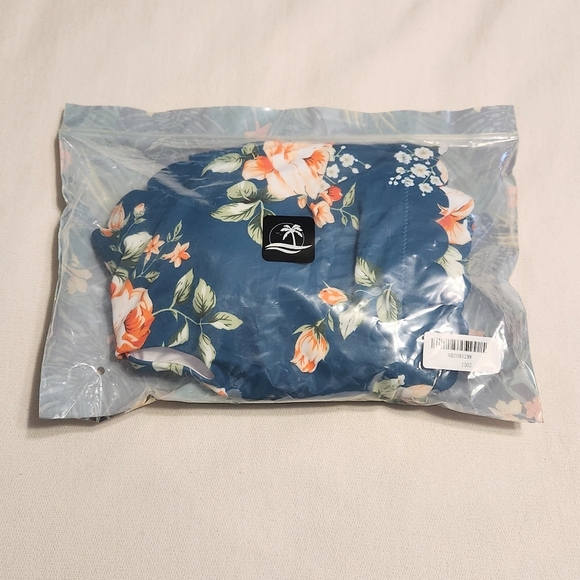 Cupshe Floral Halter Bikini Swimsuit Teal High Waist Medium - Picture 8 of 9